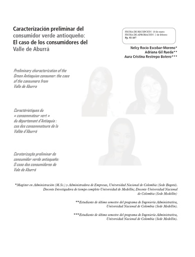 Caracterización preliminar del consumidor verde antioqueño: el caso de los consumidores del Valle de Aburrá