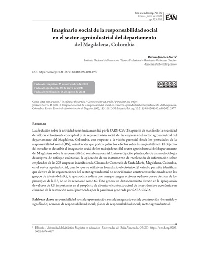 Imaginario social de la responsabilidad social en el sector agroindustrial del departamento del Magdalena, Colombia