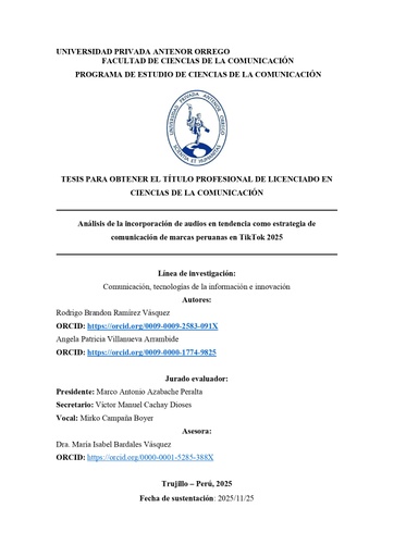Análisis de la incorporación de audios en tendencia como estrategia de comunicación de marcas peruanas en TikTok 2025