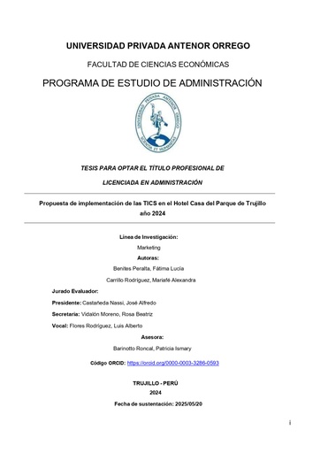 Propuesta de implementación de las TICS en el Hotel Casa del Parque de Trujillo año 2024