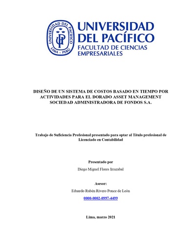 Diseño de un sistema de costos basado en tiempo por actividades para El Dorado Asset Management Sociedad Administradora de Fondos S.A.