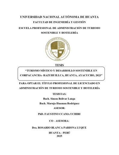 Turismo Místico y Desarrollo Sostenible en Corpacancha- Razuhuillca, Huanta, Ayacucho, 2023