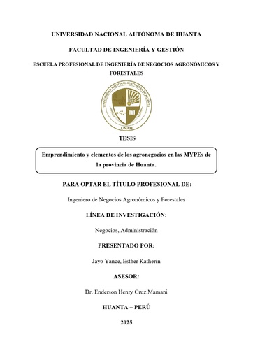 Emprendimiento y elementos de los agronegocios en las MYPEs de la provincia de Huanta