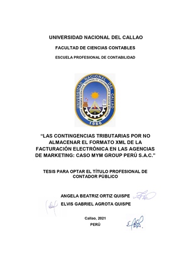Las contingencias tributarias por no almacenar el formato xml de la facturación electrónica en las agencias de marketing: Caso Mym Group Perú S.A.C.