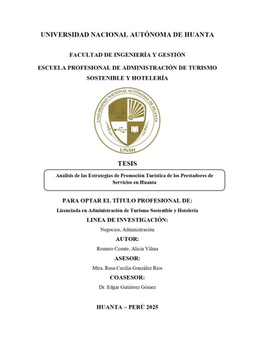 Análisis de las Estrategias de Promoción Turística de los Prestadores de Servicios en Huanta