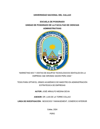 Marketing Mix y ventas de equipos tecnológicos dentales en la empresa C&amp;E Siromax Sacen Perú 2022