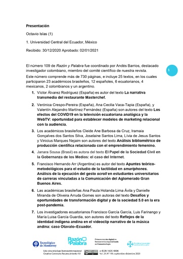 Razon y Palabra Vol. 24 Núm. 109 (2020): Reinvención de la industria mediática en el ecosistema digital