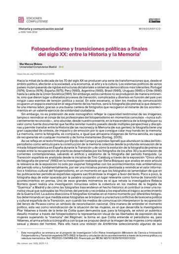Historia y Comunicación Social Vol. 30 Núm. 1 (2025): Fotoperiodismo y transiciones políticas a finales del siglo XX: entre la Historia y la Memoria