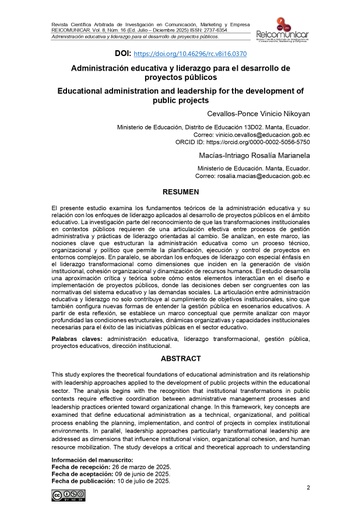 Revista Científica Arbitrada de Investigación en Comunicación, Marketing y Empresa Vol. 8 Núm. 16
