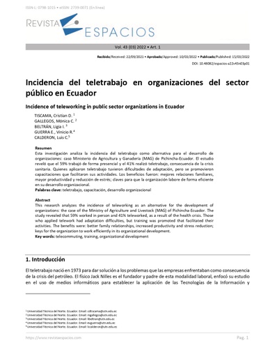 Revista Espacios Vol. 43 (Nº 03)