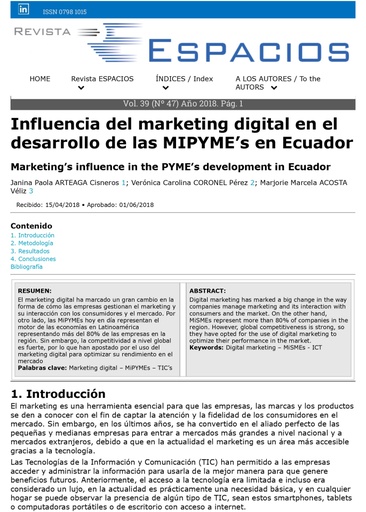 Revista Espacios Vol. 39 (Nº 47)