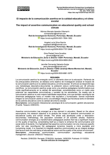 Revista Multidisciplinaria Perspectivas Investigativas Vol. 4 Núm. 4