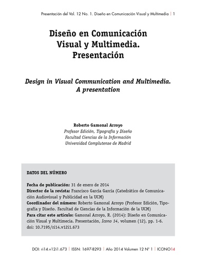 Revista ICONO 14 Vol. 12, Núm. 1: Diseño de comunicación visual y multimedia