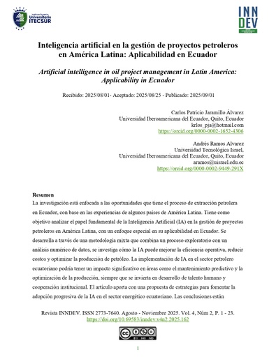 Revista INNDEV – Innovation &amp; Development Ciencias del Sur Vol. 4 Núm. 2