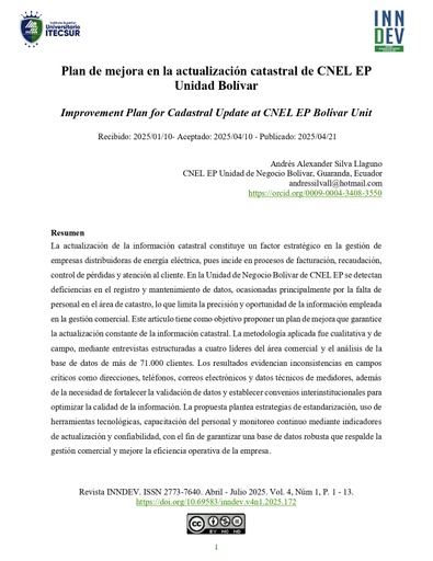 Revista INNDEV – Innovation &amp; Development Ciencias del Sur Vol. 4 Núm. 1