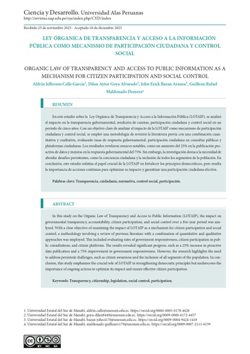 Revista de Cientifica Ciencia y Desarrollo Vol. 27, Núm. 1