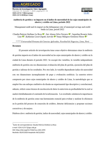 Revista de Investigación Valor Agregado Vol. 10 Núm. 1