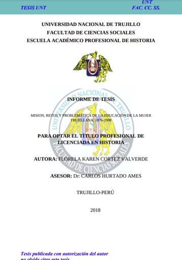 Misión, retos y problemática de la educación de la mujer trujillana, 1876 - 1908