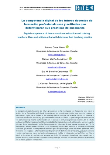 La competencia digital de los futuros docentes de formación profesional: usos y actitudes que determinarán sus prácticas de enseñanza