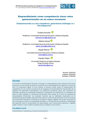Emprendimiento como competencia clave: retos generacionales en un nuevo escenario