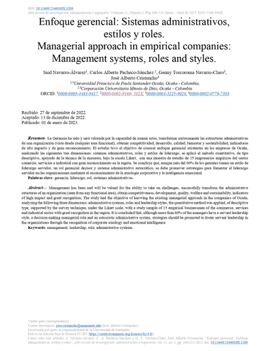 Enfoque gerencial: Sistemas administrativos, estilos y roles