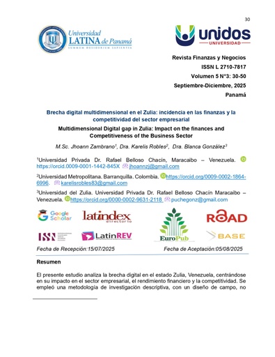 Brecha digital multidimensional en el Zulia: incidencia en las finanzas y la competitividad del sector empresarial