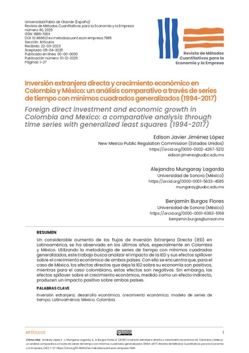 Inversión extranjera directa y crecimiento económico en Colombia y México: