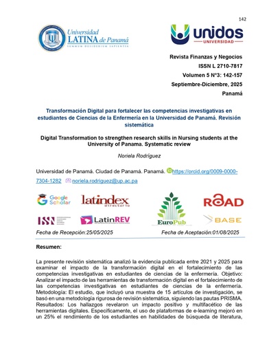 Transformación Digital para fortalecer las competencias investigativas en estudiantes de Ciencias de la Enfermería en la Universidad de Panamá. Revisión sistemática