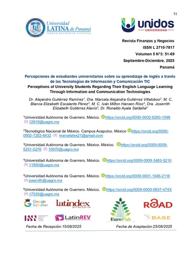 Percepciones de estudiantes universitarios sobre su aprendizaje de inglés a través de las Tecnologías de Información y Comunicación TIC