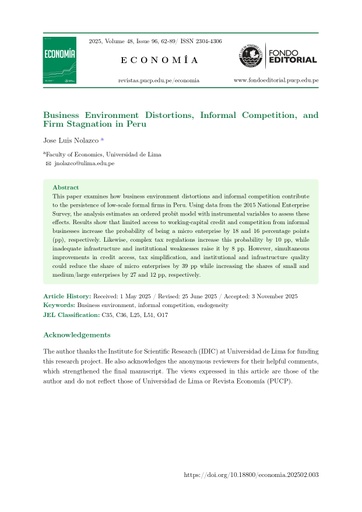 Business Environment Distortions, Informal Competition, and Firm Stagnation in Peru