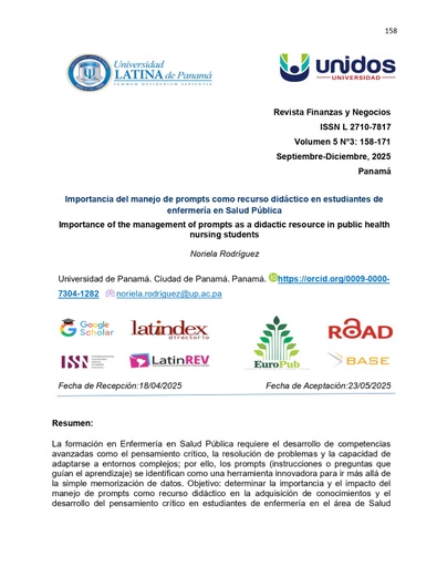 Importancia del manejo de prompts como recurso didáctico en estudiantes de enfermería en Salud Pública
