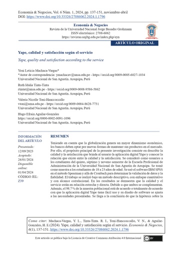 Yape, calidad y satisfacción según el servicio