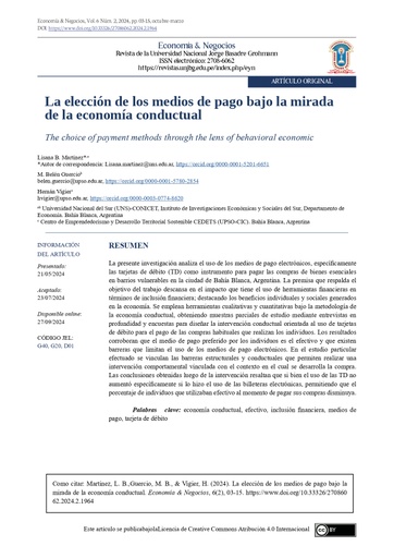 La elección de los medios de pago bajo la mirada de la economía conductual