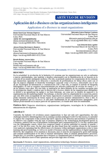 Aplicación del e-Business en las organizaciones inteligentes