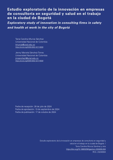 Estudio exploratorio de la innovación en empresas de consultoría en seguridad y salud en el trabajo en la ciudad de Bogotá