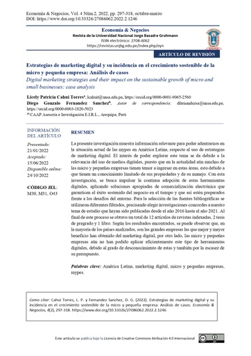 Estrategias de marketing digital y su incidencia en el crecimiento sostenible de la micro y pequeña empresa: Análisis de casos