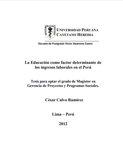 La educación como factor determinante de los ingresos laborales en el Perú