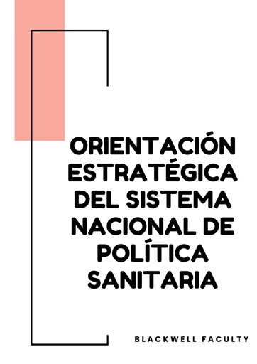 ORIENTACIÓN ESTRATÉGICA DEL SISTEMA NACIONAL DE POLÍTICA SANITARIA