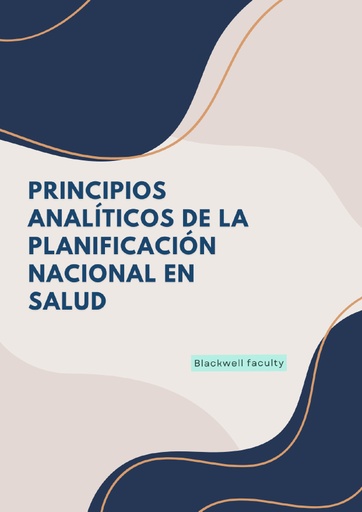 PRINCIPIOS ANALÍTICOS DE LA PLANIFICACIÓN NACIONAL EN SALUD