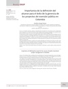 Importancia de la definición delalcance para el éxito de la gerencia delos proyectos de inversión pública enColombia