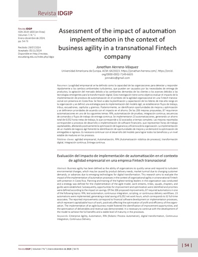 Assessment of the impact of automation implementation in the context of business agility in a transnational Fintech company