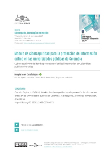 Modelo de ciberseguridad para la protección de información crítica en las universidades públicas de Colombia