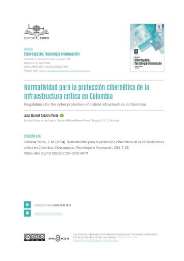 Normatividad para la protección cibernética de la infraestructura crítica en Colombia