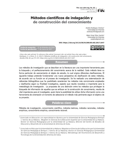 Métodos científicos de indagación y de construcción del conocimiento