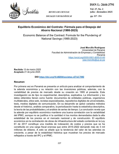 Equilibrio económico del contrato : fórmula para el despojo del ahorro nacional. Años: 1995-2023
