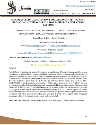 IMPORTANCIA DE LA INDUCCIÓN Y SOCIALIZACIÓN DEL RECURSO HUMANO-ACADÉMICO PARA SU ADAPTABILIDAD Y DESEMPEÑO LABORAL