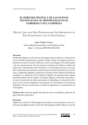 El derecho digital y de las nuevas tecnologías: su importancia en el gobierno y en la empresa