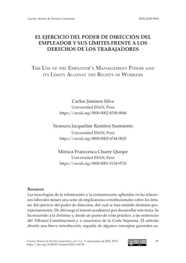 El ejercicio del poder de dirección del empleador y sus límites frente a los derechos de los trabajadores