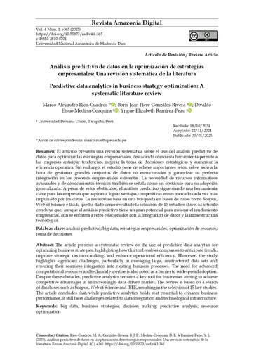 Análisis predictivo de datos en la optimización de estrategias empresariales: Una revisión sistemática de la literatura