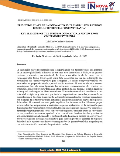 Elementos clave de la innovación empresarial. Una revisión desde las tendencias contemporáneas